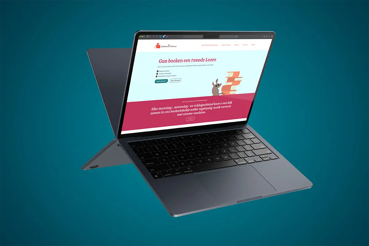 Mockup van de website van Boekentuin, ontworpen door Line & Design