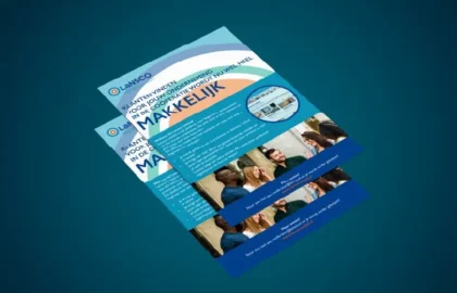 Mockup van flyer Lansco, ontworpen door Line & Design