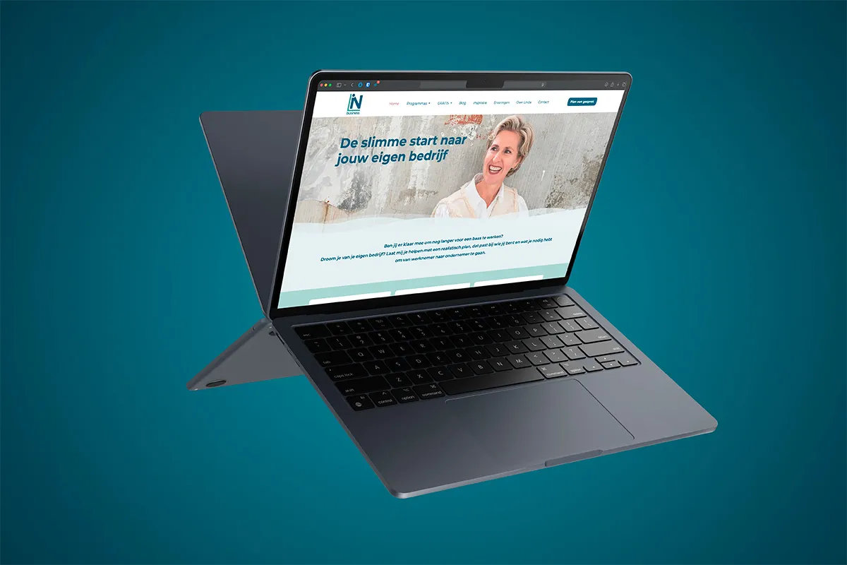 Mockup van de website van LinBusiness, ontwikkeld door Line & Design