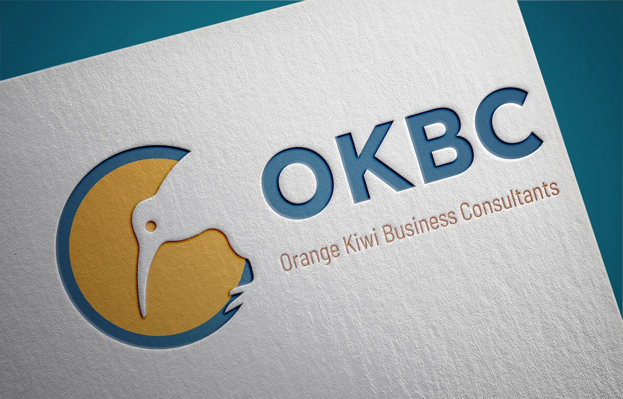 Mockup van de visitekaart van OKBC, ontwikkeld door Line & Design